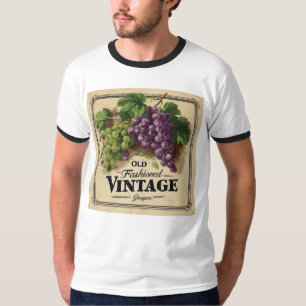 Camiseta Uvas antiguas de moda vintage, vino morado y negro