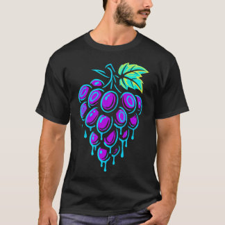 Camiseta Uvas de neón goteo arte Fruta estética gráfico