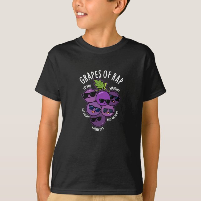 Camiseta Uvas De Rap Fruit Funny Pun Dark BG (Anverso)