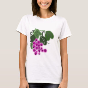 Camiseta uvas moradas y hojas verdes