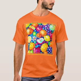 Camiseta Uvas, pintura de manzanas y cítricos. ¡Hazte con u