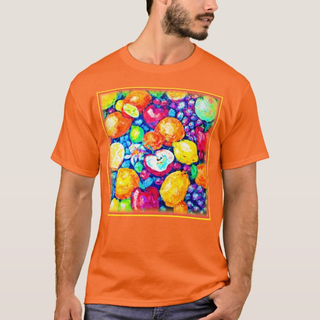 Camiseta Uvas, pintura de manzanas y cítricos. ¡Hazte con u (Anverso)