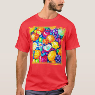 Camiseta Uvas, pintura de manzanas y cítricos. ¡Hazte con u
