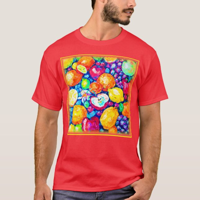 Camiseta Uvas, pintura de manzanas y cítricos. ¡Hazte con u (Anverso)