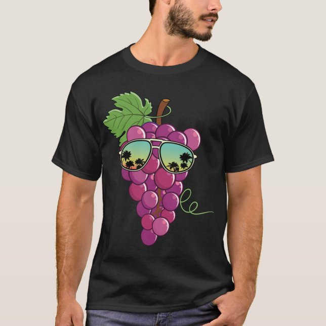 Camiseta Uvas rojas divertidas con gafas de sol uva de amor (Anverso)