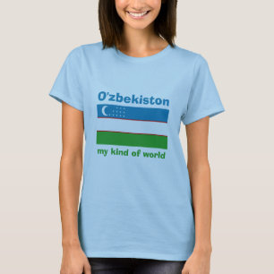 Camiseta Uzbekistán Bandera + Mapa + Texto