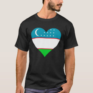 Camiseta Uzbekistán: Corazón de bandera de Uzbekistán ama a