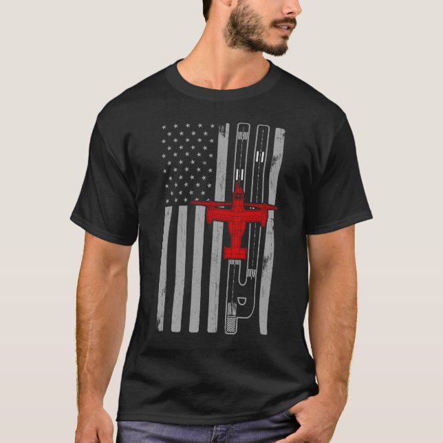 Camiseta V-22 Osprey Helicopter American Flag Runway V22 (Anverso)