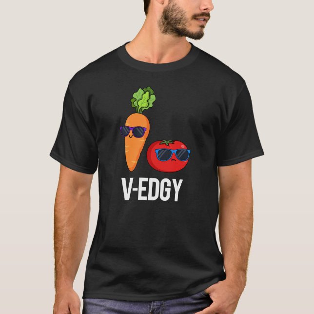 Camiseta V-Edgy Funny Veggie Pun Dark BG (Anverso)