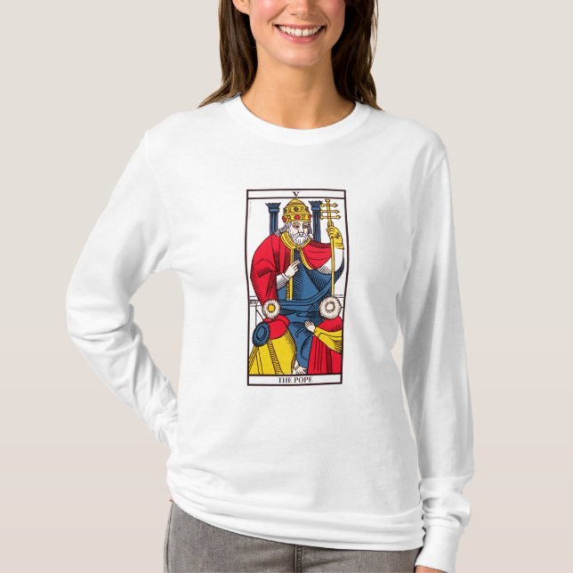 Camiseta V el papa, carta de tarot (Anverso)