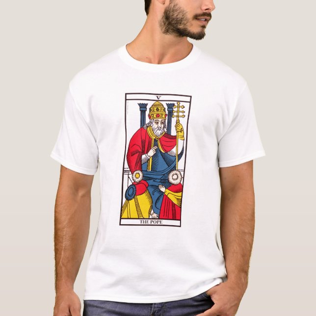 Camiseta V el papa, carta de tarot (Anverso)