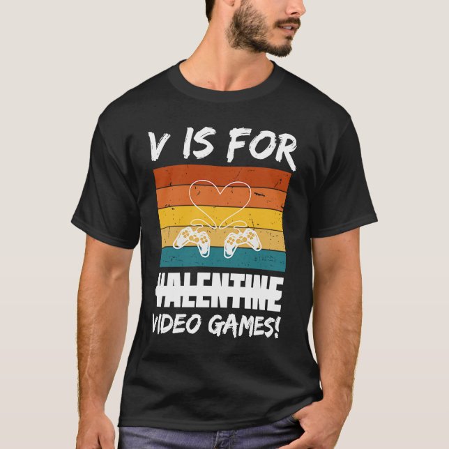 Camiseta V Es Para El día de San Valentín De Videojuegos Pa (Anverso)