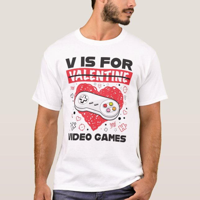 Camiseta V es para juegos de video anti Día de San Valentín (Anverso)