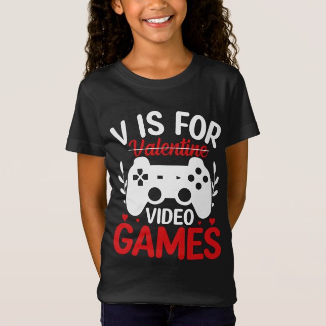Camiseta V es para juegos de video con San Valentín cruzado (Anverso)