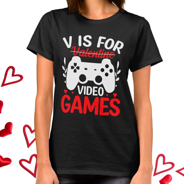 Camiseta V es para juegos de video con San Valentín cruzado (Subido por el creador)