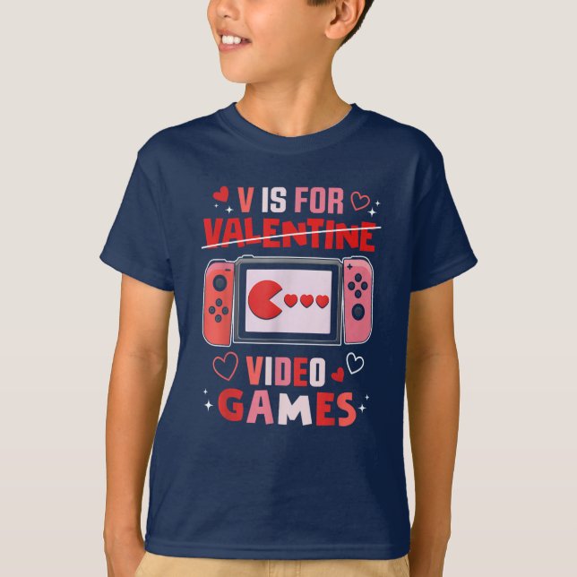 Camiseta V Es Para Videojuegos Día de San Valentín Funny V  (Anverso)