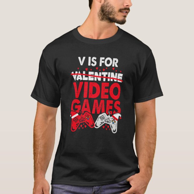 Camiseta V es para videojuegos Día de San Valentín Gaming G (Anverso)