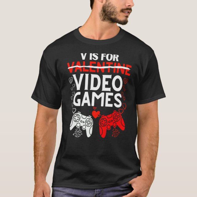 Camiseta V Es Para Videojuegos Divertidos Chicos Día de San (Anverso)