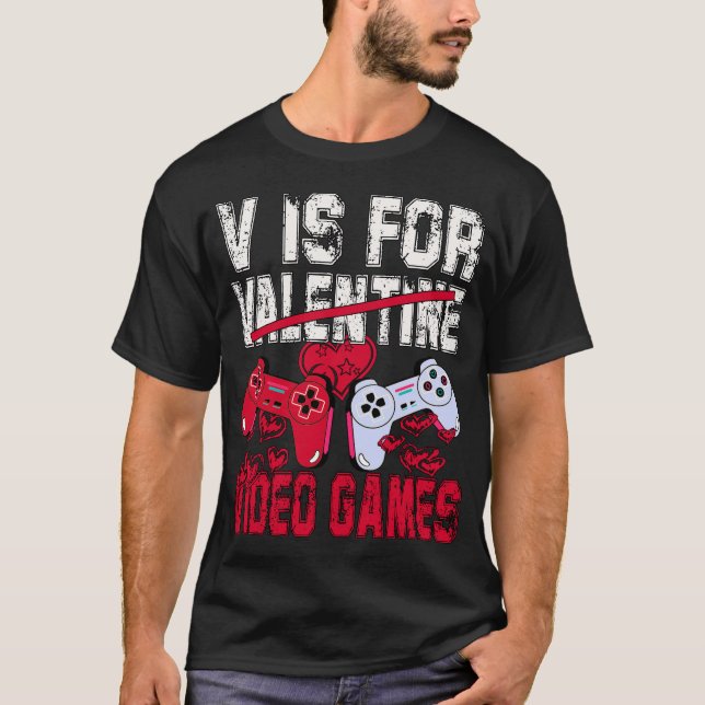 Camiseta V Es Para Videojuegos Divertidos Día de San Valent (Anverso)