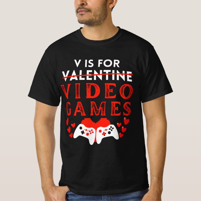 Camiseta V Es Para Videojuegos Divertidos Día de San Valent (Anverso)