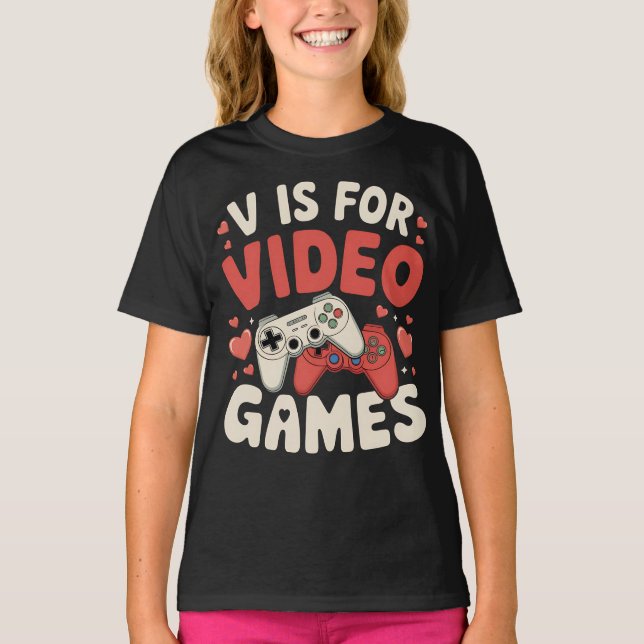 Camiseta V Es Para Videojuegos Divertidos Día de San Valent (Anverso)