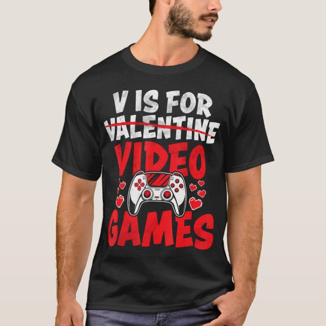 Camiseta V Es Para Videojuegos Graciosos Gamer Boys Valenti (Anverso)