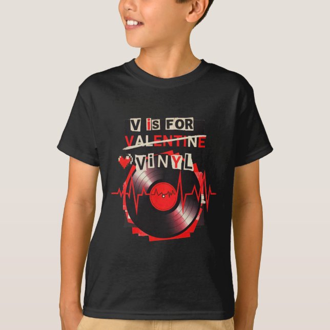 Camiseta V Es Para Vinilo Divertido San Valentín Disco De V (Anverso)