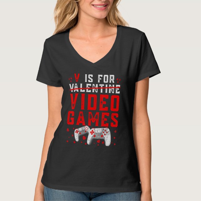 Camiseta V Is For Valentine Video Games Cool Controllers Ga (Anverso)