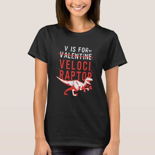 Camiseta V is for Velociraptor Boys Dino Valentines Day (Anverso)