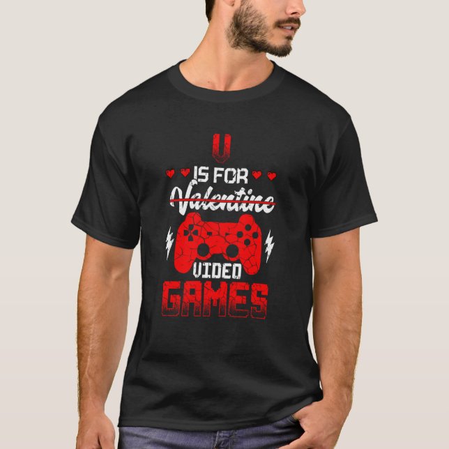 Camiseta V Is For Video Games Valentines Day Gamer Boy Men  (Anverso)