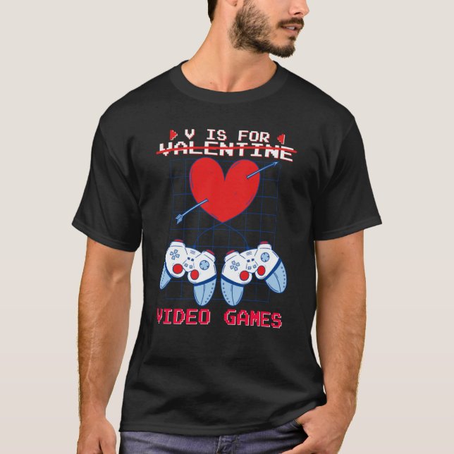 Camiseta V is for Video Games Valentines Day Gamer Boys Gam (Anverso)