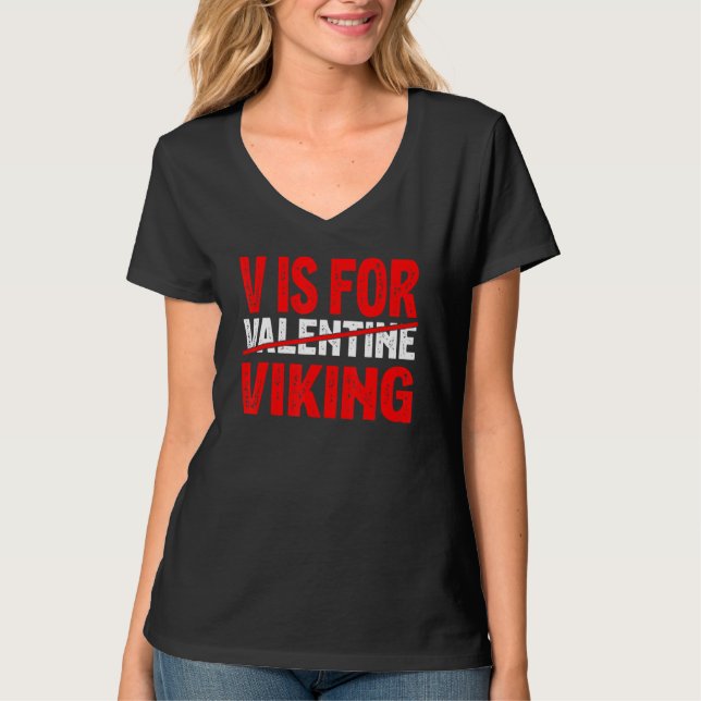Camiseta V Is For Viking Valentine Day   Viking Boy Men (Anverso)