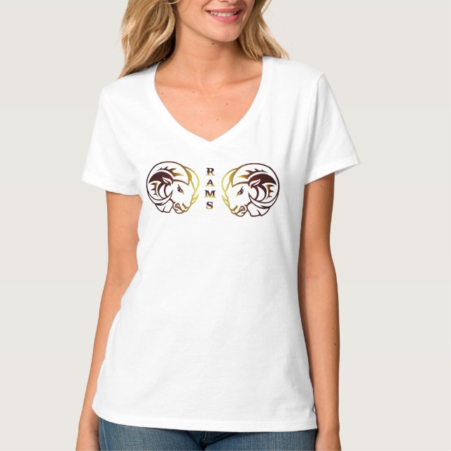 Camiseta V Mujer Zodiac Aries (Anverso)