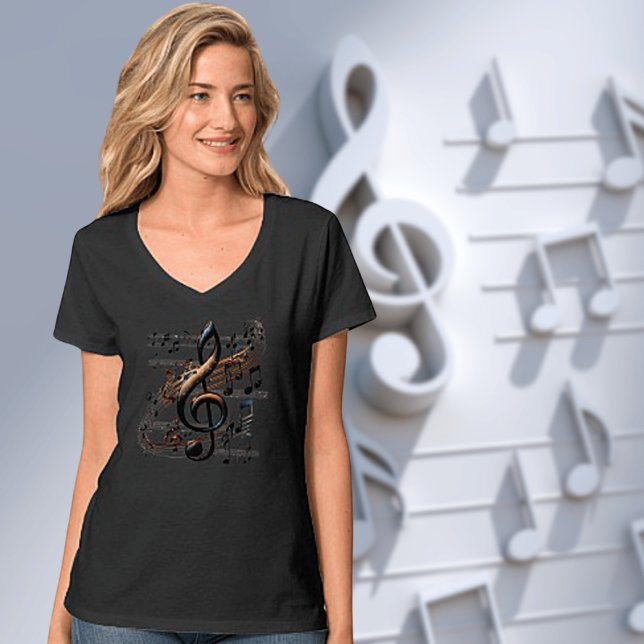 Camiseta V-Neck con diseño musical sutil (Subido por el creador)