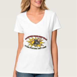 Camiseta V-Neck de Acción Cibernética Gato Punch N
