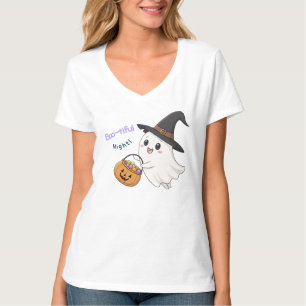 Camiseta V-Neck de Halloween Adorable para Mujer