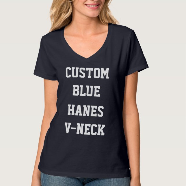 Camiseta V-NECK NAVY personalizada para mujer HANE (Anverso)