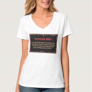 Camiseta V-Veck femenina cristiana Jeremías 29:11