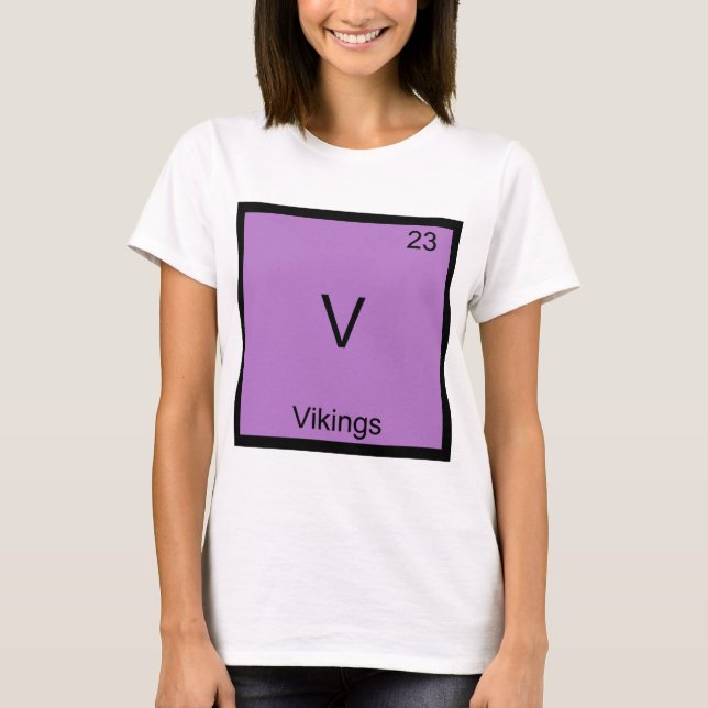 Camiseta V - Vikings Divertido Elemento Química Símbolo Tee (Anverso)