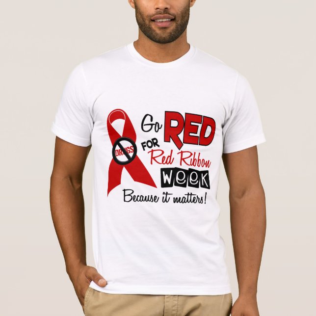 Camiseta Va el rojo para la semana roja de la cinta (Anverso)