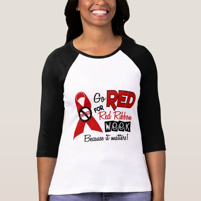 Camiseta Va el rojo para la semana roja de la cinta (Anverso)