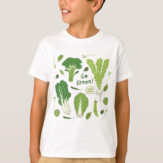 Camiseta ¡Va el verde! Veggies lindos verdes frondosos de (Anverso)