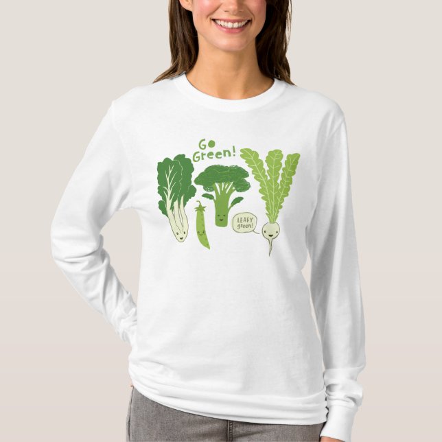 Camiseta ¡Va el verde! Veggies lindos verdes frondosos de (Anverso)