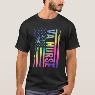 Camiseta VA Enfermera atada colorada bandera estadounidense