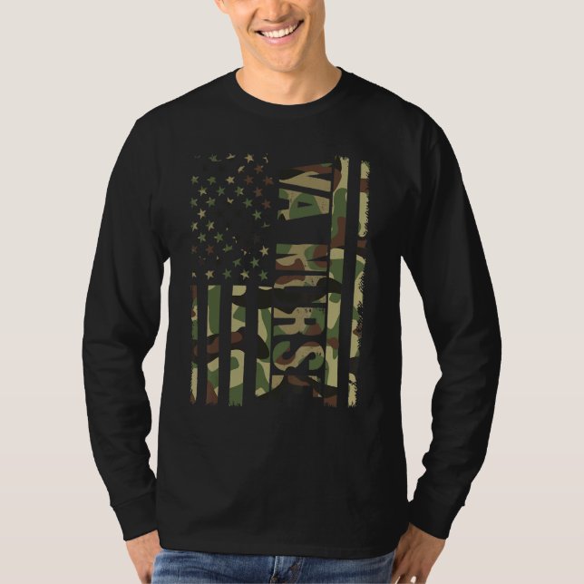Camiseta VA Nurse Camouflage American Flag Patriotic Nurse  (Anverso)