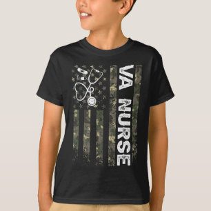 Camiseta Va Nurse Camuflaje Bandera Americana Enfermera Pat