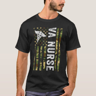 Camiseta Va Nurse Camuflaje Bandera Americana Enfermera Pat