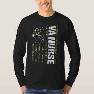 Camiseta Va Nurse Camuflaje Bandera Americana Enfermera Pat