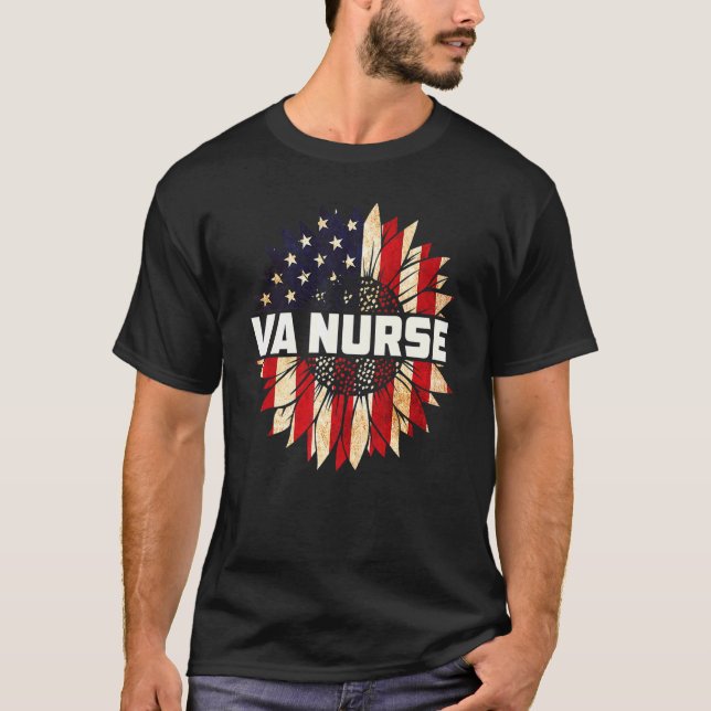 Camiseta Va Nurse Real Héroe Estadounidense 4 De Julio Patr (Anverso)