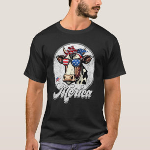 Camiseta Vaca 4 de julio Merica hombres mujeres bandera de 